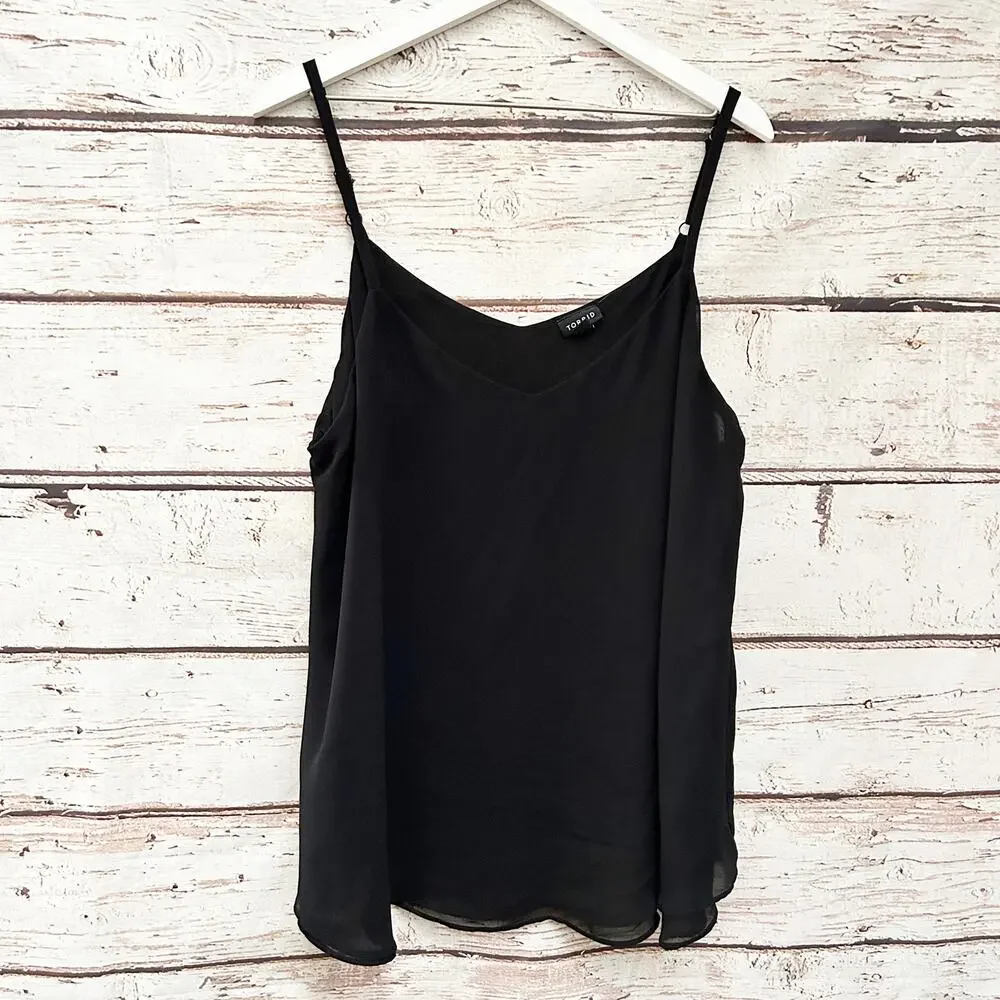 TORRID Black V-Neck Adjustable Strap Chiffon Camisole Top Size 2 (2XL)